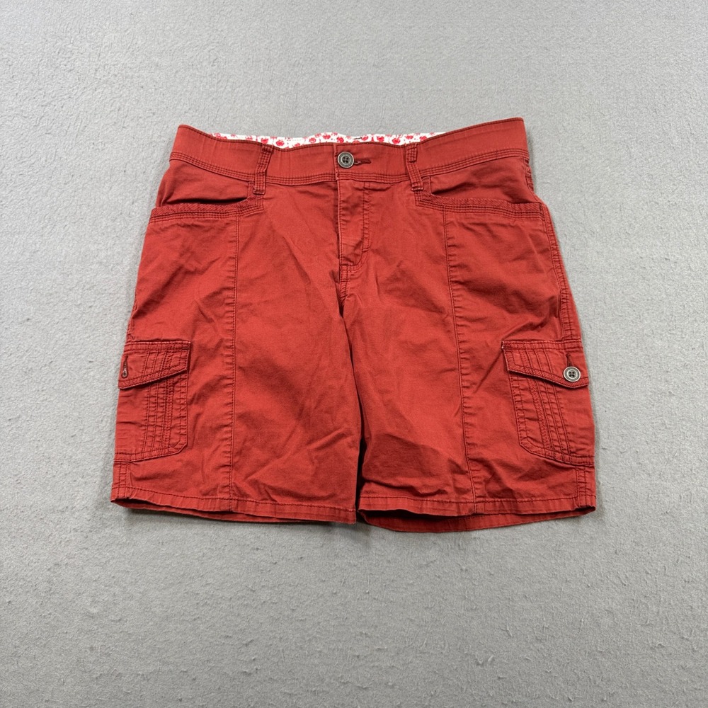 Lee Cargo Shorts Women's 10 Petite Red Sinfully Soft Stretch Relaxed Fit Utility